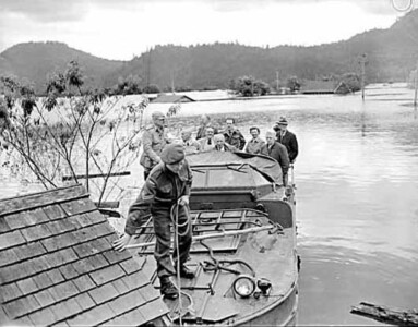 Red Cross rescue during the 1948 Fraser Valley flood. Photo from Vancouver Public Library. Red Cross rescue during the 1948 Fraser Valley flood. Photo from Vancouver Public Library.